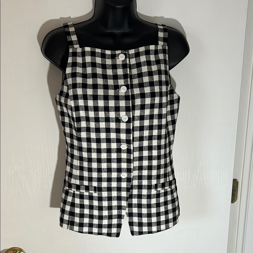 Wayf Black and White Gingham Top XS